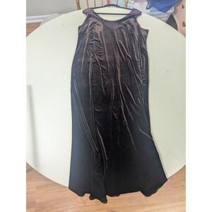 VTG Onyx Nite Wendye Chaitin Brown Velvet Sleeveless Maxi Dress Back Slit Size L